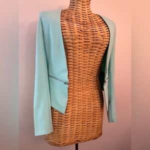 Michel Size Small Blazer, light blue, zipper detail